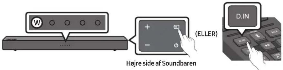 W (ELLER) Højre side af Soundbaren D.IN