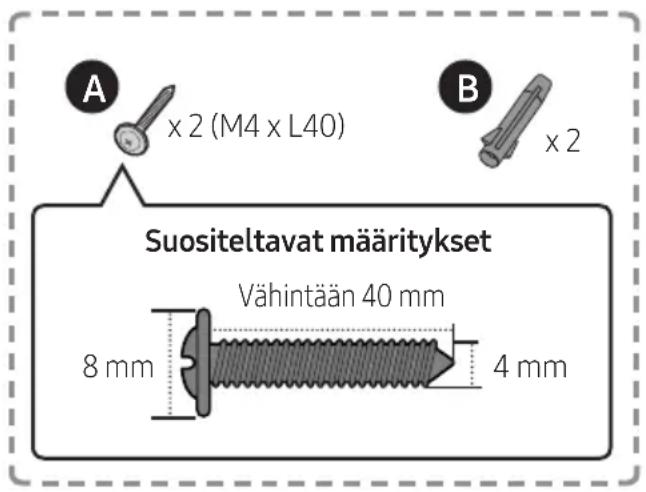 A x 2 (M4 x L40) B x 2 Suositeltavat määritykset Vähintään 40 mm 8 mm 4 mm