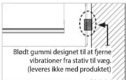 Blødt gummi designet til at fjerne vibrationer fra stativ til væg. (leveres ikke med produktet)