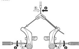 Diagram of a mechanical linkage system with labeled components and directional arrows