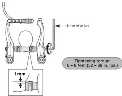 5 mm Allen key 1 mm Tightening torque: 6 - 8 N·m {52 - 69 in. lbs.}