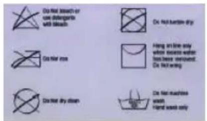 Do not bleach or use distants with bleach Go hair rose Do not dry clean Do not harden-drip Hang an line only when incitate water less than a certain Do not wing Do not muchless wash Hand wash only