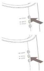 Diagram showing two steps of a mechanical or electrical component with labeled parts and directional arrows indicating motion.