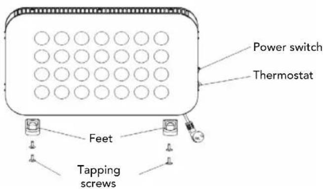 Power switch Thermostat Feet Tapping screws