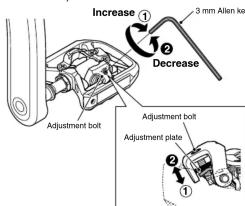 Increase 3 mm Allen ko Decrease Adjustment bolt Adjustment bolt Adjustment plate