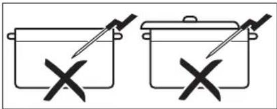 Diagram showing two cooking pots with crossed-out X marks, indicating no cooking activity or absence of a cooking tool.