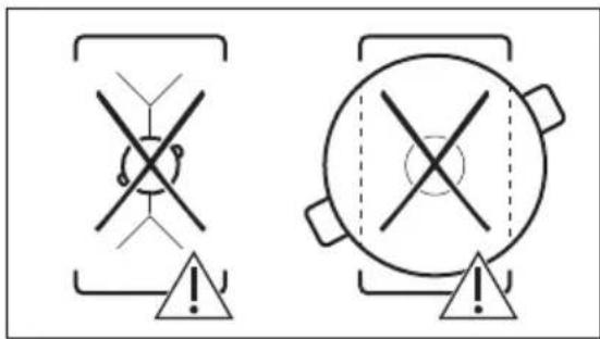 Warning symbols for safety or hazard detection, showing crosshair and warning triangle with exclamation marks