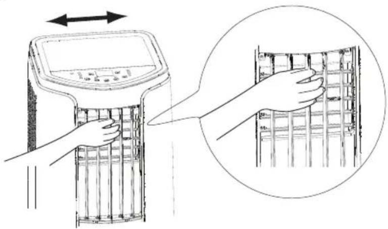 Diagram showing hand operating a refrigerant device with a magnified view of its internal grid structure, including Chinese text labels.