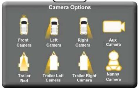 Camera Options Front Camera Left Camera Right Camera Aux Camera Trailer Bed Trailer Left Camera Trailer Right Camera Nanny Camera