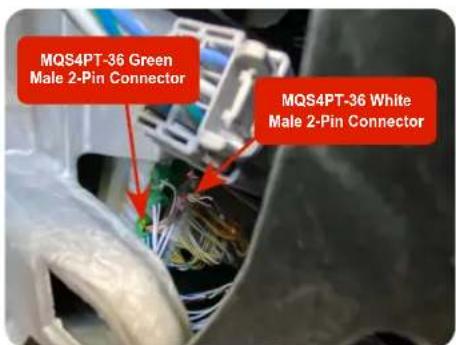 MQS4PT-36 Green Male 2-Pin Connector MQS4PT-36 White Male 2-Pin Connector