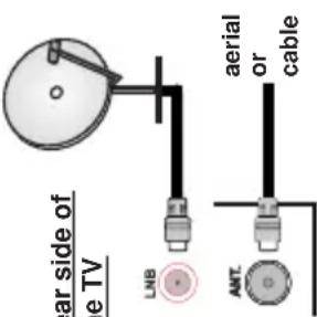 ear side of the TV LNB ANT. aerial or cable
