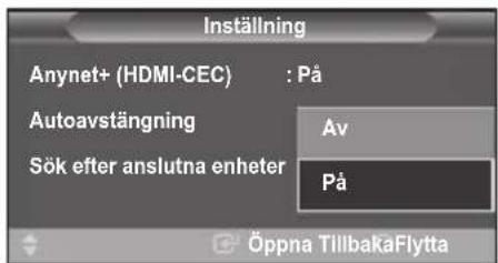 SAMSUNG LE46M86BC - Att slå av en Anynet+-enhet automatiskt när TV:n stängs av - 3