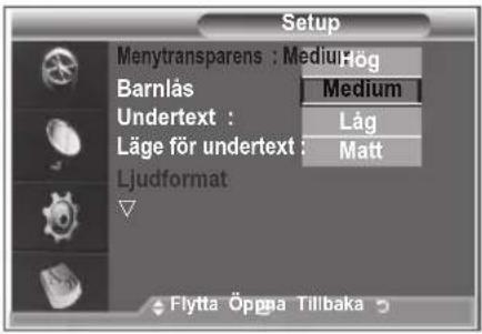 SAMSUNG LE46M86BC - Du kan ställa in menytransparensen. - 1