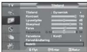 SAMSUNG LE32M71B - Nulstilling af indstillinger for billedet til standardindstillingerne - 1