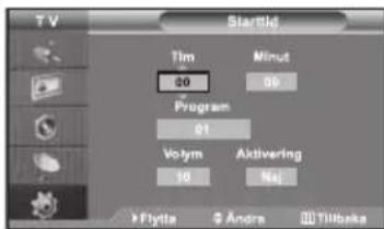 StartUp Tim 00 00 Program 01 Volym 10 Aktivering Noj Flytta Andrea Tillbaka