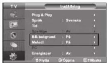 TV Inståling Plug & Play Språk : Svenska Tsd Spæltige : Av Bå bakgrund : På Malodi : På PC Energiaper : Av Flytia Oppna III Tillbaka