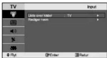 TV Input: Little over folder : TV Rackup mode Flyt Enter Return
