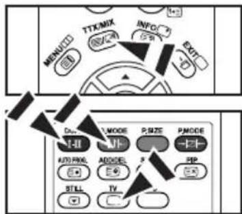 MENUCED TTX/MIX INFO EXIT DASH L/MODE P/SIZE PMODE AUTO/RIME ADMODE E PP STILL TV