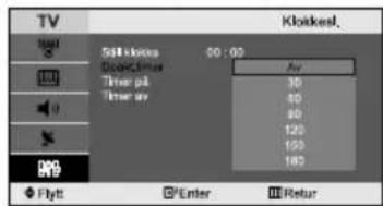 TV Kloikkeel. Size: 500 kiosps Dipocellmer Timer p/s Timer av Air 30 40 60 120 150 180 Flyt Enter Return