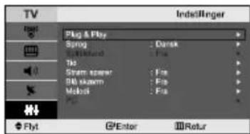 TV Inst Plug & Play Sprag : Dansk Epliketund : Fis Tls Stram spener : Fis Dbl xswarm : Fis Molosi : Fis Flyt Enter Return