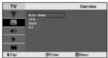 TV Sterrelise Auto-Broad 16:9 Zoom 4:3 Flyl Enter Return