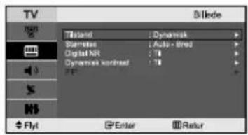 TV Bilde Tisland : Dynamok Serials : Auto - Bred Digital NR : 10 Dynamok contrast : 10 Flyt Enter Return
