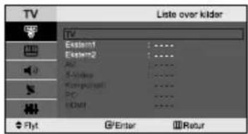 TV Liste over kilder TV Existn1 Existn2 AU S-Idler Kongkunl BD H0M1 Flyt Enter Recur