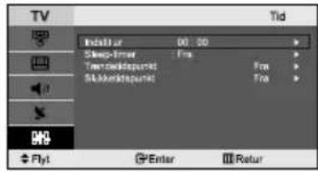 TV Tid Instellur 00:00 Sleep-irrest Fm Townwardstepunt Fm Skalkwardstepunt Fm Flyt Enter Return