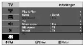 TV Indsillinger Play & Play Sprag : Darak Sprab/Blissc : Fis Til Storm spaner : Fis BM skawn : Tl Makok : Tl Flyt Enter Return