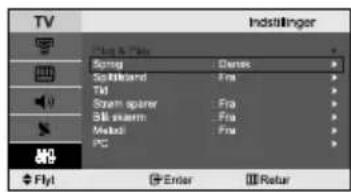 TV Indstillinger Play & Play Spring : Dense Spotboard : Fma TM Stream spread : Fma Bill swarm : Fma Metal : Fma PC Flyt Enter Return