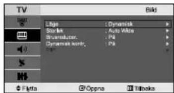TV Biki Liga : Dynamisk Sorlik : Auto Wide Brunedenter. : Pa Dynamisk kontr. : Pa Opi Flytla Oppna Tilbaka