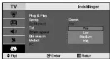 TV Indstillinger Play & Play Script Script Tid Bram spaser Bik silver Mabel Clamek Fra Low Medium Hg Flyt Enter Return