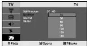 TV Tid Snack Blocker Sounder Sound 00 - 00 Air 30 60 00 120 150 180 Flyta Oppna Tibuka