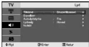 TV Lyd Tiketand : Snucer/Passer Equalizer AutoLytedlyrka : File Lytedlyrka : Hoved Nakelil Flyt Enter Retur