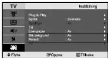 TV Inställning Play & Play Spindle : Svenaka Spindle: As Tsd Energetaper : As SK belagund : As Metodei : As Flytta Oppna Tilbaka