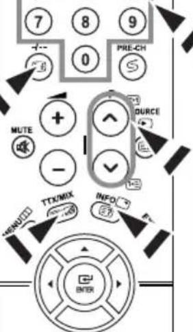 7 8 9 PRE-CH 0 5 MUTE + - TTX/MIX INFO INTER