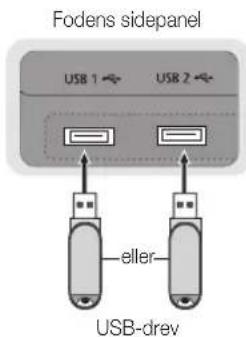 Fodens sidepanel USB 1 USB 2 eller USB-drev