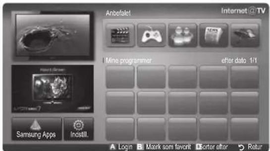 Anbefaleti Internet @TV Mine programmer: efter dato 1/1 Samsung Apps Incstill. A Login B Mark som favorit Sorter after Return