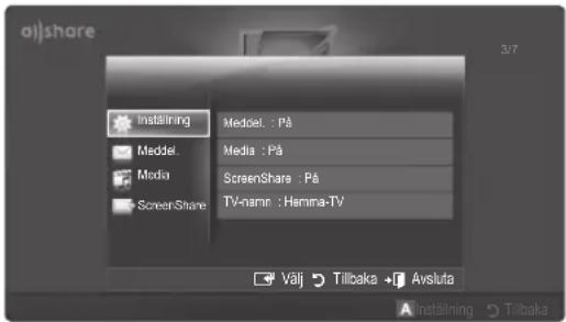 a)share Instalining Medioel. : På Media : På ScreenShare : På TV-namn : Hamina-TV Välj Tilbaka Avsluta Instalining Tilbaka