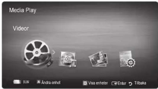 Media Play Videor SUM Andra enhet Visa enheter Enter Tilbaka