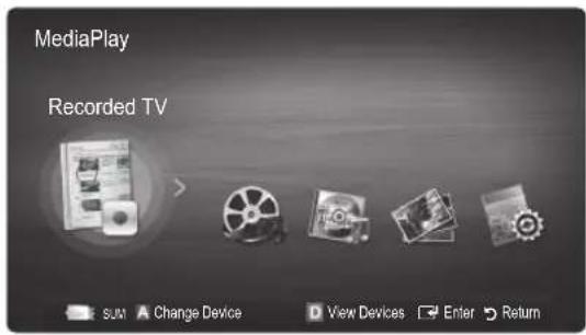MediaPlay Recorded TV SUM Change Device View Devices Enter Return