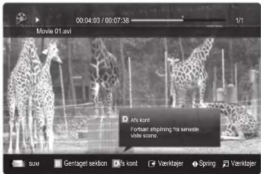 00:04:03 / 00:07:38 Movie 01.avi A's kont Forsaget atspinning fra seneste viste scend. SUM Gentaget sektion A's kont Værktajer Spring Værktajer