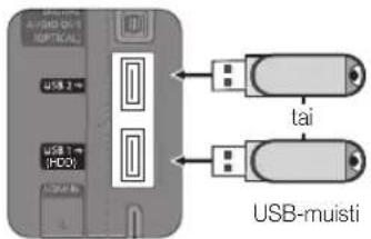 AVUSB 0.1 OPTICAL USB 2 USB 1 (HDD) USB-muisti tai