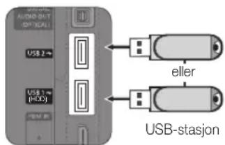 AUDIO-BUT OPTICAL USB 2 USB 1 (H-D) PENI eller USB-stasjon