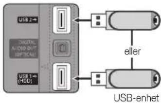 USB 2+ DIGITAL A/USB OUT OPTICAL USB 1+ (HDD) eller USB-enhet