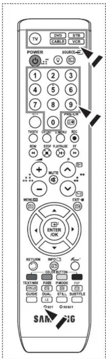 SAMSUNG LE40M86BC - Indstilling af fjernbetjeningen - 1