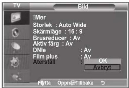 SAMSUNG LE40M86BC - Återställa bildinställningarna till fabriksstandard - 2