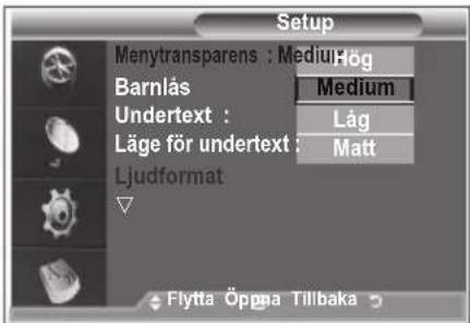 SAMSUNG LE40M86BC - Du kan ställa in menytransparensen. - 1