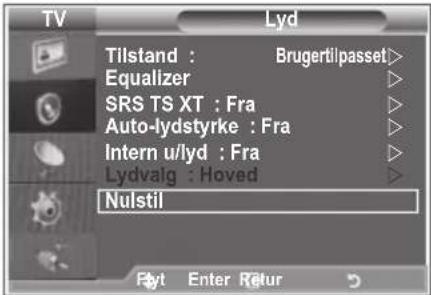 SAMSUNG LE40M86BC - Nulstilling af lydindstillingerne til standardindstillingerne - 1