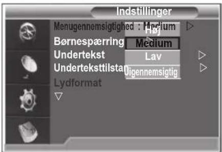 SAMSUNG LE40M86BC - Du kan indstille menuens gennemsigtighed - 1